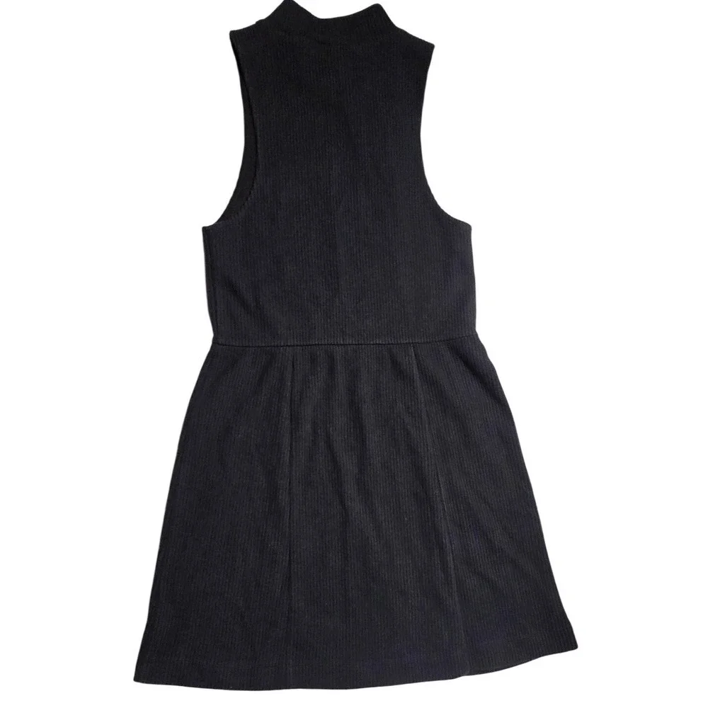 Free People Navy Blue Ribbed knit‎ Mock Neck Fit Flare Dress Womens sleeveless M
